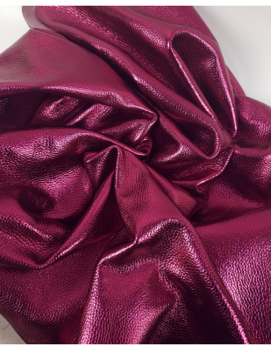 Cyclamen Laminado Metallic Luxurious Calf Soft Leather