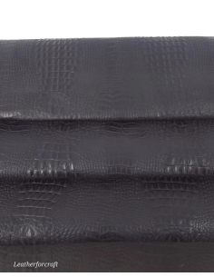 Black Rustic Crocodile Alligator Leather Embossed Texture Amazing Relief OZ 2018 V2 2