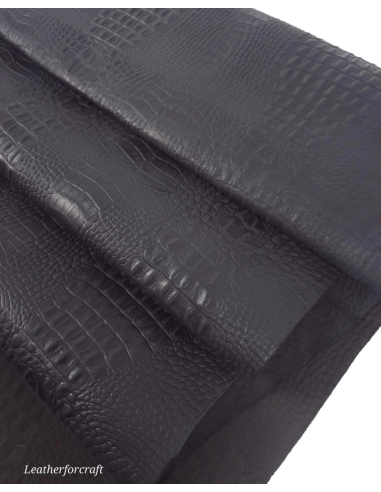 Black Rustic Crocodile Alligator Leather Embossed Texture Amazing Relief OZ 2018 V2