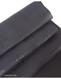 Black Rustic Crocodile Alligator Leather Embossed Texture Amazing Relief OZ 2018 V2