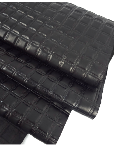 Black Quilted Embossed Premium Texture Leather