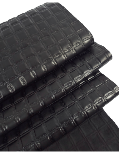 Black Quilted Embossed Premium Texture Leather