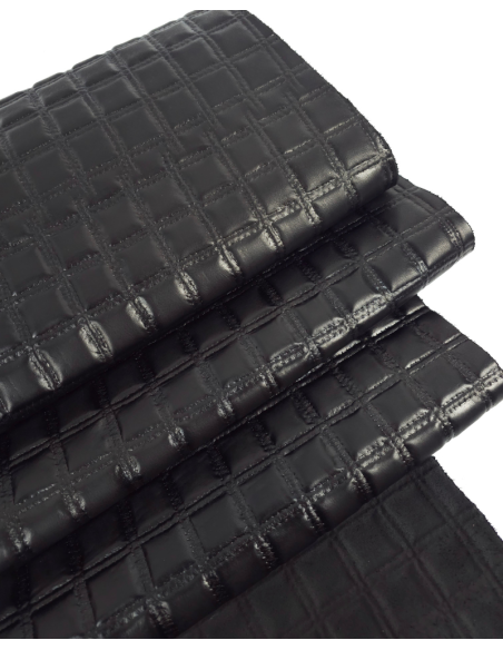 Black Quilted Embossed Premium Texture Leather