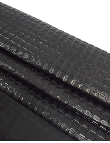 Black Quilted Embossed Premium Texture Leather