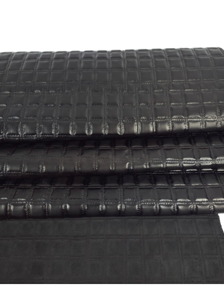 Black Quilted Embossed Premium Texture Leather