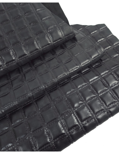 Black Rustic Quilted Embossed Premium Texture Leather