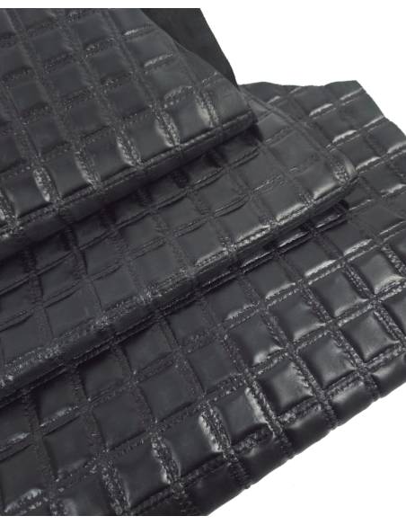 Black Rustic Quilted Embossed Premium Texture Leather