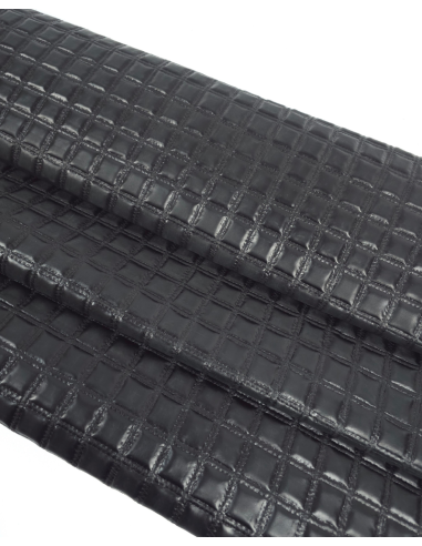 Black Rustic Quilted Embossed Premium Texture Leather