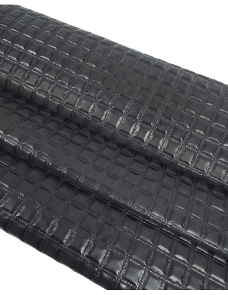 Black Rustic Quilted Embossed Premium Texture Leather