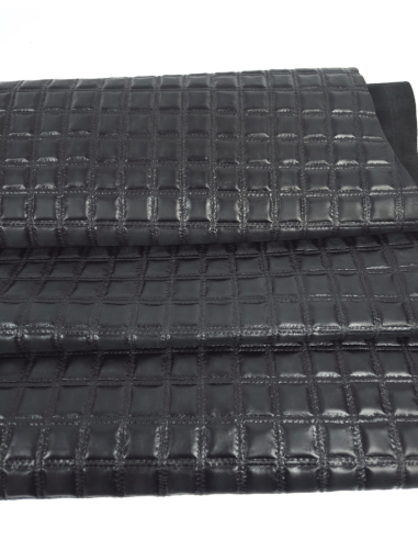 Black Rustic Quilted Embossed Premium Texture Leather