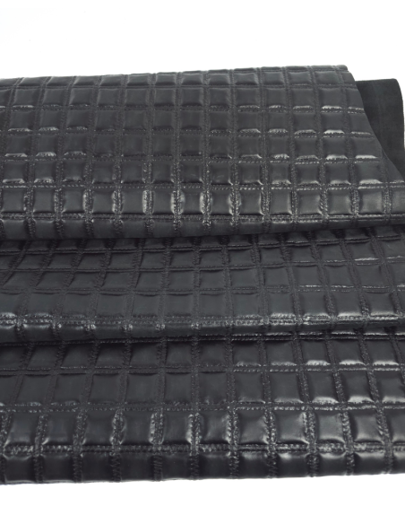 Black Rustic Quilted Embossed Premium Texture Leather