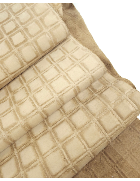 Creme Brulee Quilted Embossed Premium Texture Leather