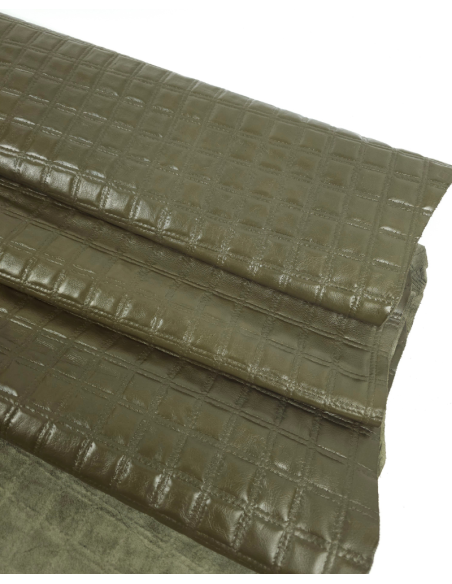 Military Olive Quilted Embossed Premium Texture Leather