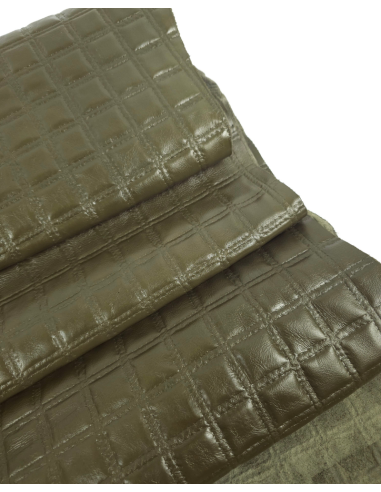 Military Olive Quilted Embossed Premium Texture Leather