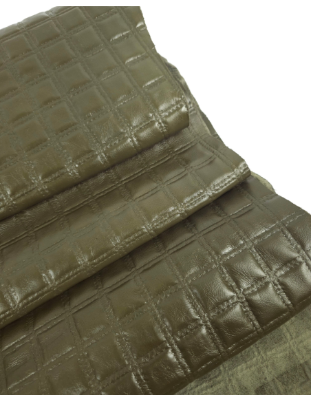 Military Olive Quilted Embossed Premium Texture Leather