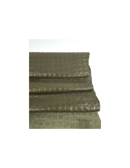Military Olive Quilted Embossed Premium Texture Leather