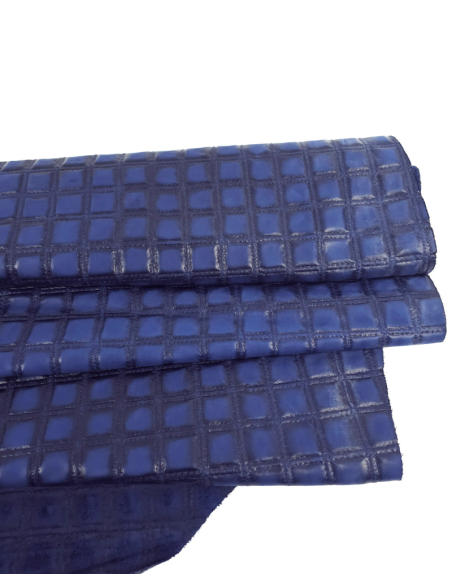 True Blue Quilted Embossed Premium Texture Leather