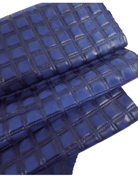 True Blue Quilted Embossed Premium Texture Leather