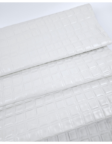White Quilted Embossed Premium Texture Leather