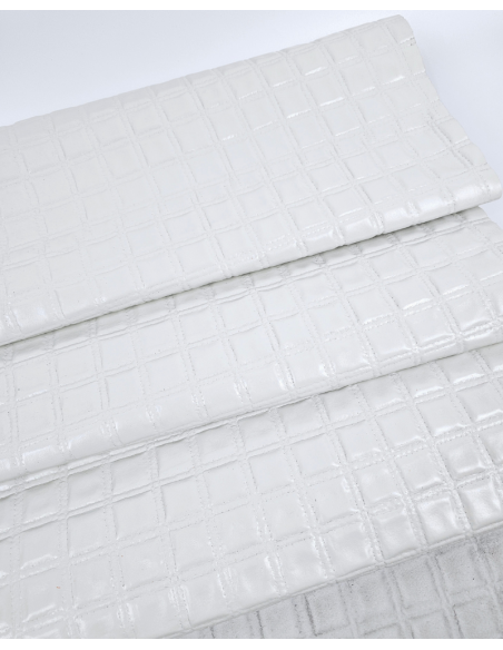 White Quilted Embossed Premium Texture Leather