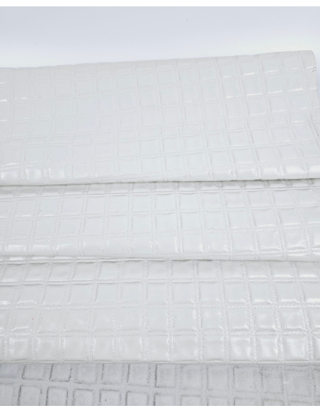 White Quilted Embossed Premium Texture Leather