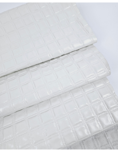 White Quilted Embossed Premium Texture Leather