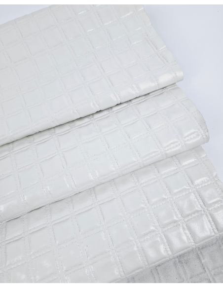 White Quilted Embossed Premium Texture Leather
