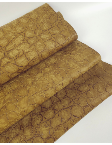 Wood Trush Crocodile Alligator Embossed Texture Leather (P34)