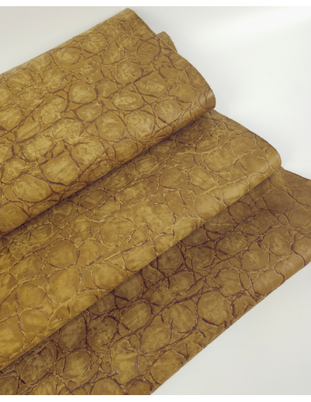 Wood Trush Crocodile Alligator Embossed Texture Leather (P34)