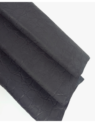 Black Crocodile Alligator Embossed Texture Leather P34