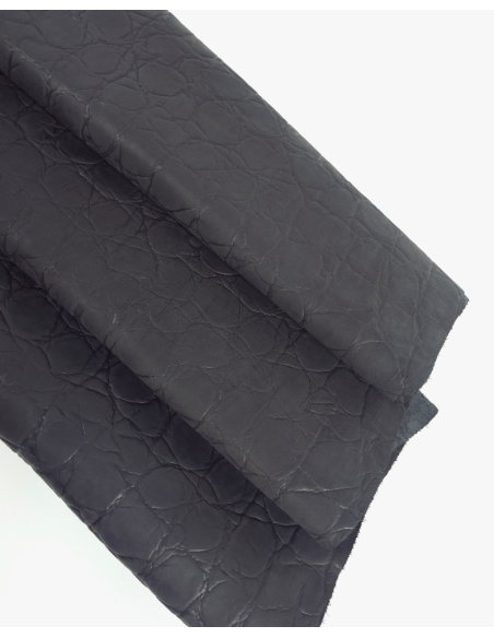 Black Crocodile Alligator Embossed Texture Leather P34
