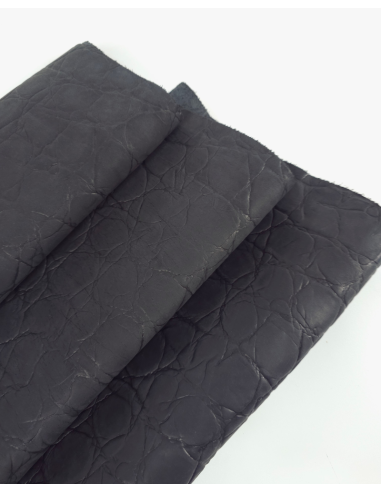 Black Crocodile Alligator Embossed Texture Leather P34
