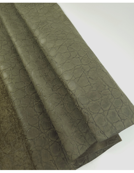 Olive Night Crocodile Alligator Embossed Texture Leather P34