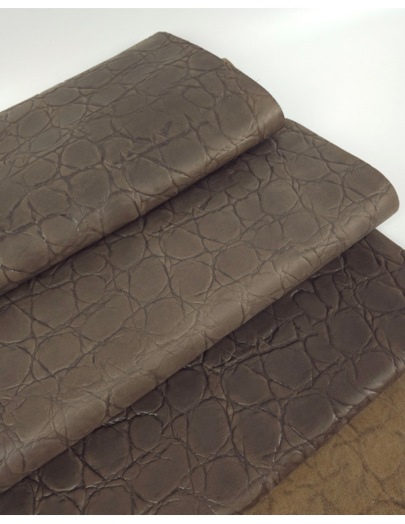 Shitake Crocodile Alligator Embossed Texture Leather P34