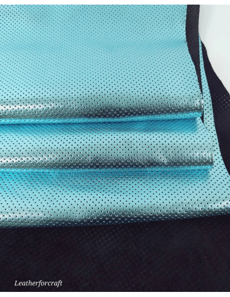 Blue Metallic Perforated Soft Leather