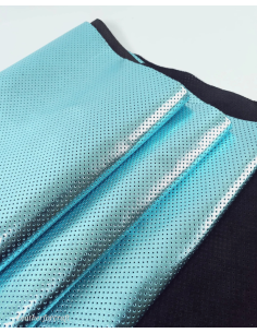 Blue Metallic Perforated Soft Leather