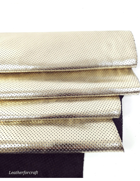 Champagne Metallic Perforated Soft Leather