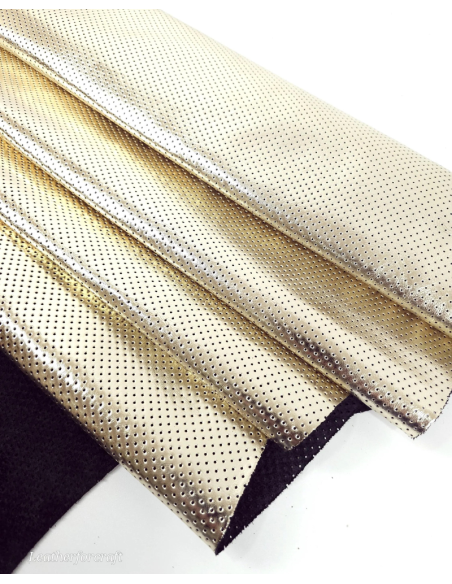 Champagne Metallic Perforated Soft Leather