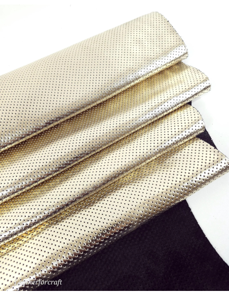 Champagne Metallic Perforated Soft Leather