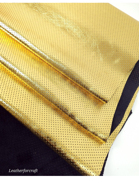 Gold Metallic Perforated Soft Leather