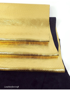 Gold Metallic Perforated Soft Leather 2