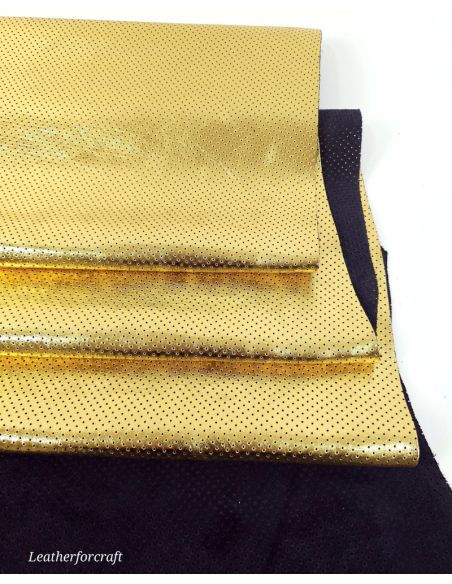 Gold Metallic Perforated Soft Leather