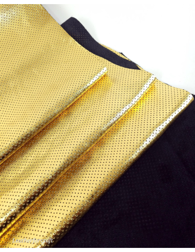 Gold Metallic Perforated Soft Leather