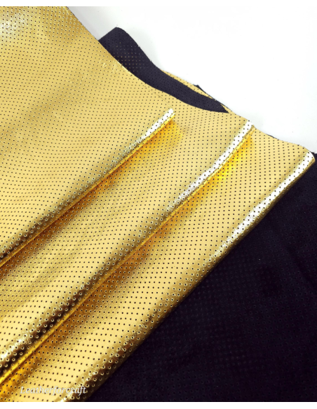 Gold Metallic Perforated Soft Leather