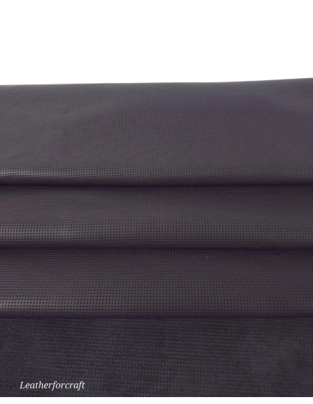 Jet Black Matte Perforated Soft Leather PF13