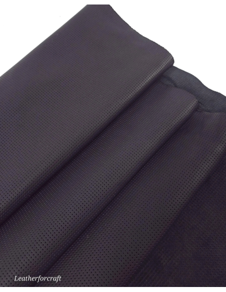 Jet Black Matte Perforated Soft Leather PF13