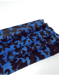 Blue Camouflage Hair on Hide Leather 2
