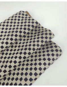 Black and White Checkerboard Cow Hair on Hide Leather