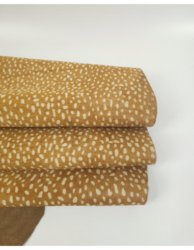 Tan Deer Hair on Hide Leather