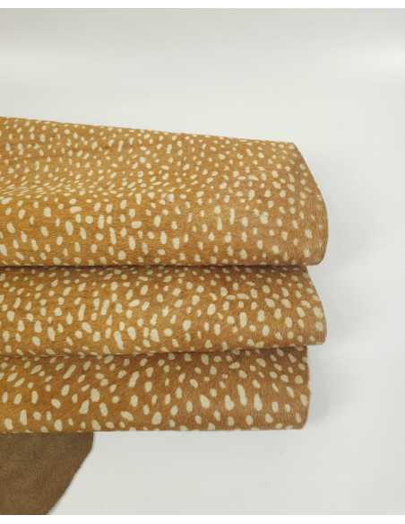 Tan Deer Hair on Hide Leather